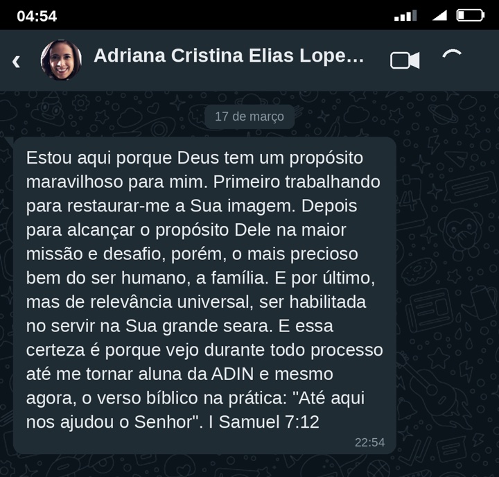 Depoimento de Adriana Cristina Elias Lopes Tokunaga